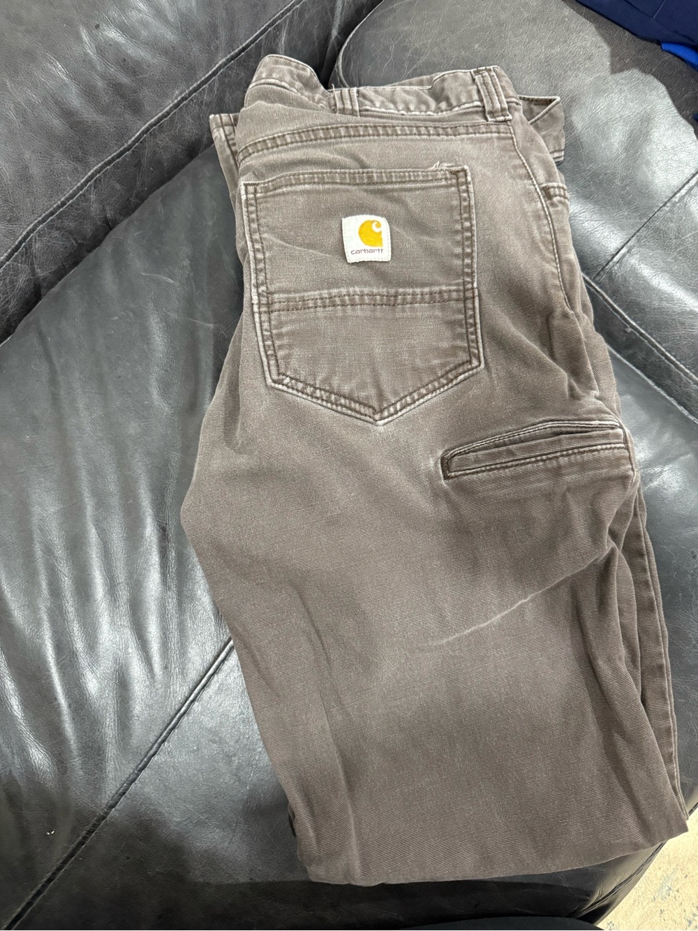 Carhartt Brown Canvas Utility Pants with Logo Patch